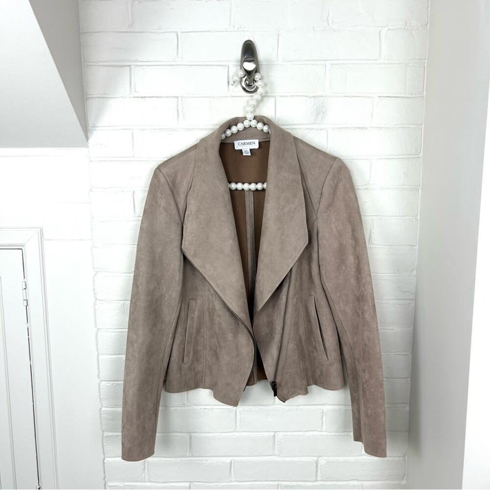 Carmen Carmen Marc Valvo Faux Suede Leather Moto Jacket Size S